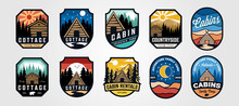 Set Of Vector Cottage Outdoor Logo Emblem Vector Illustration Design, Adventure Cabin Camp Badge Vector Design