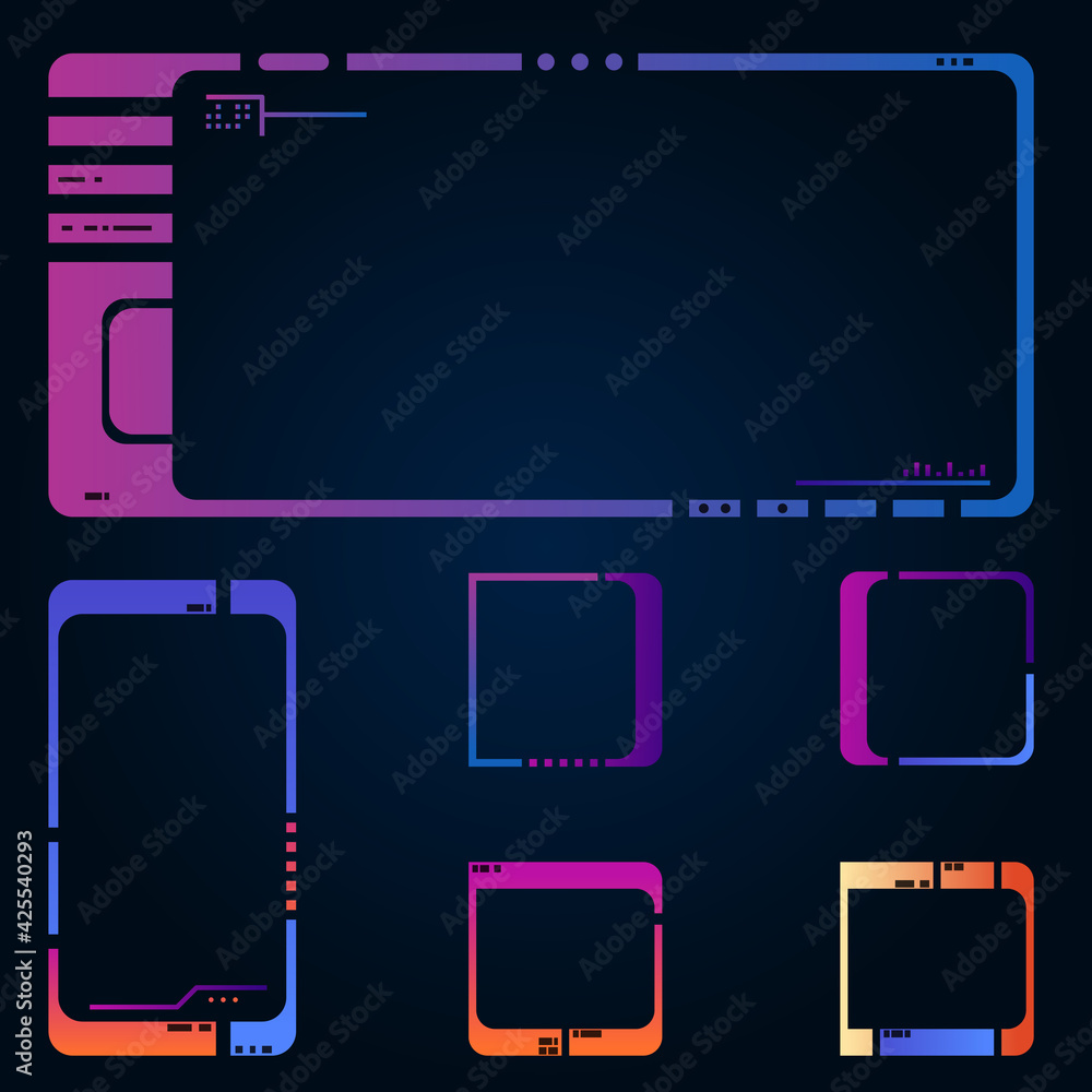 Set of frames for images or icons. Modern style gradient colors UI ...