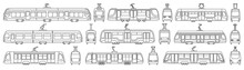 Tram Vector Outline Set Icon. Vector Illustration Streetcar On White Background. Isolated Outline Set Icon Tram.