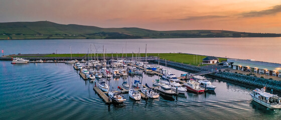 Wall Mural - Dingle Harbor Ireland aerial amazing scenery view old Irish landmark traditional town boats