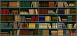Bookshelf. A large bookcase in a library, a store with many different books. Background from books.