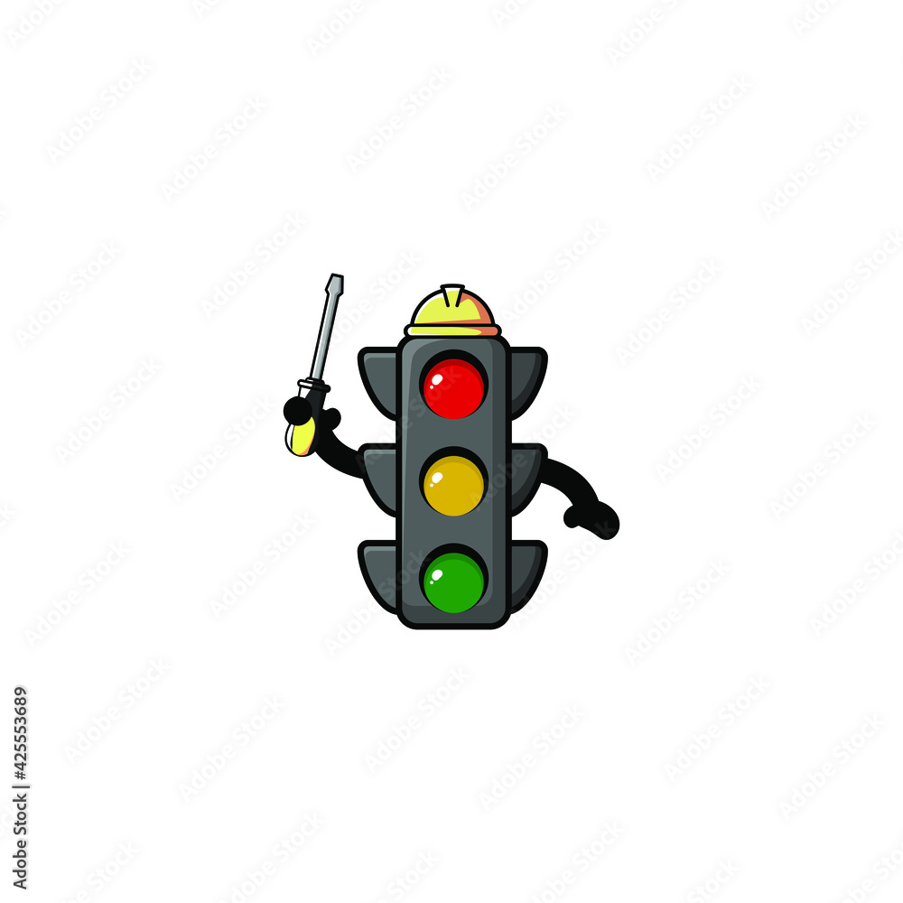 Cute Traffic Light Cartoon Character Vector Illustration Design ...