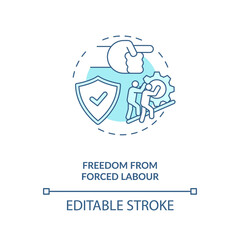 Wall Mural - freedom from forced labour blue concept icon. stop labour exploitation. illegal work. migrant worker