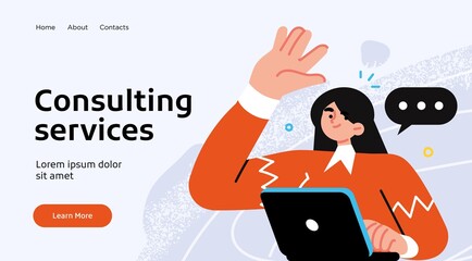 Wall Mural - professionals customer support service. landing page template design. modern flat design concept of 