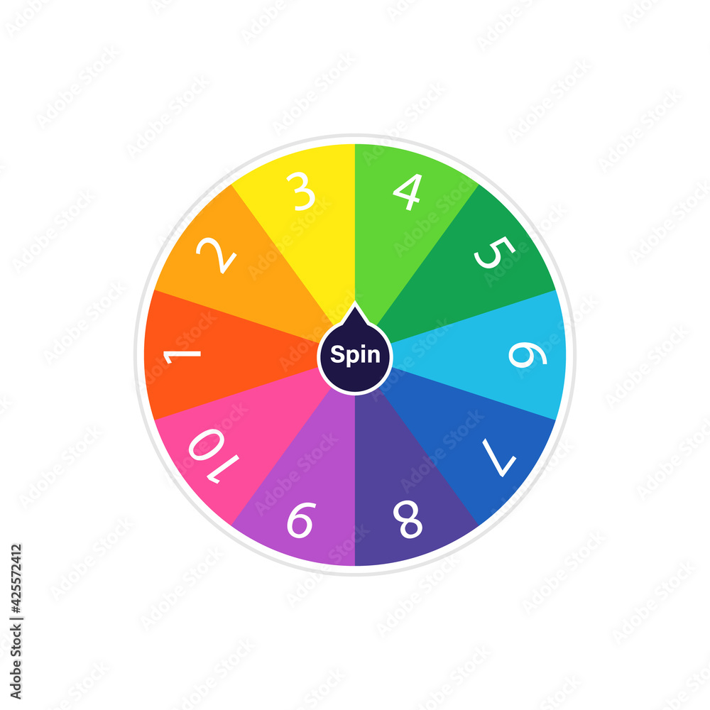 1-10 Random number generator wheel icon. Clipart image isolated on ...