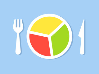 Wall Mural - Balanced diet icon. Clipart image isolated on white background