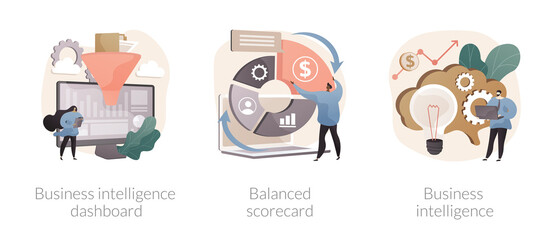 Sticker - Performance data visualization abstract concept vector illustrations.