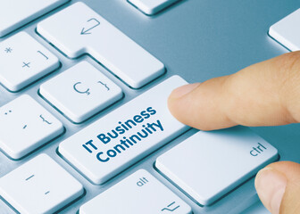 Wall Mural - IT Business Continuity - Inscription on Blue Keyboard Key.