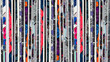 Old comic books stacked in a pile creates colorful paper background pattern of shapes and textures in blue and red