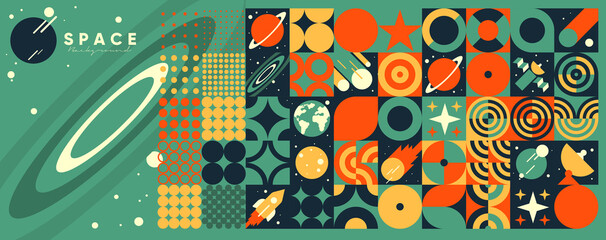 space. cosmos. vector illustrations. abstract backgrounds, patterns on the theme of space. minimalis