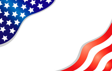 Wall Mural - Abstract USA flag wave pattern frame border with empty space for your text.	
