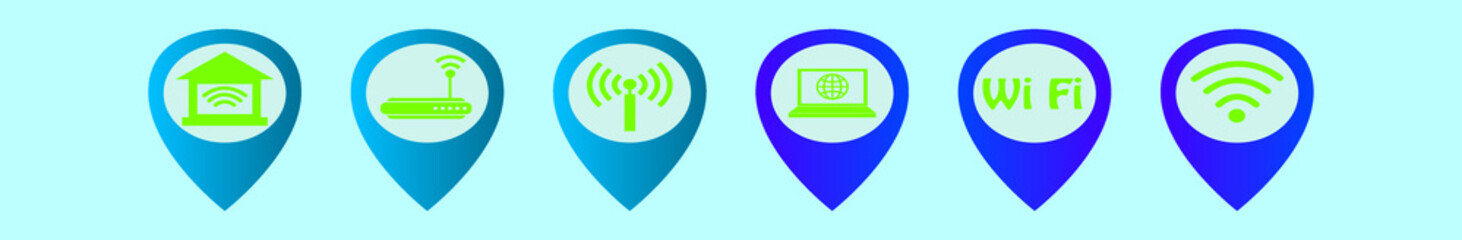Wall Mural - set of wireless cartoon icon design template with various models. vector illustration isolated on blue background