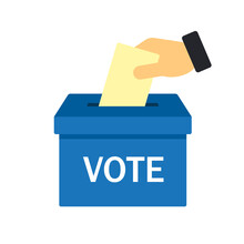Hand Voting Ballot Box Icon, Election Vote Concept, Simple Flat Design For Web Site, Logo, App, UI, Vector Illustration