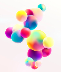 Wall Mural - fluid colorful bubbles on white background.