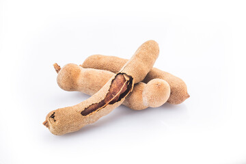 Poster - Tamarind (Tamarindus indica) fruit isolated on white background