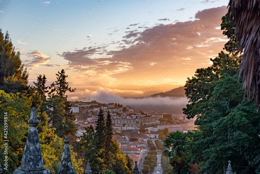 Lamego landscape from the Church of Nossa Senhora dos Remedios in Portugal - obrazy, fototapety, plakaty 
