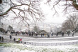 paris montmartre in the winter snowstorm 