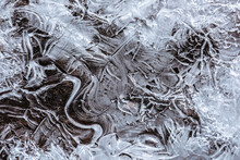 The Texture Of The Thin Ice On The Water Surface