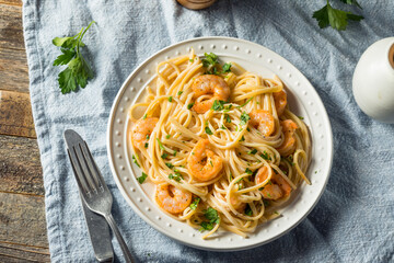 Wall Mural - Homemade Shrimp Fettuccine Alfredo Pasta