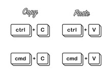 Ctrl C Cmd C And V Shortcut Keys For Copy Paste Keyboard Keys Concept In Vector Icon