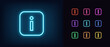Neon info icon. Glowing neon information sign, outline inform silhouette