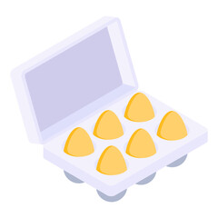 Wall Mural - 
Eggs tray, dairy product isometric icon 

