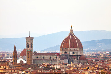 Wall Mural - Aerial view of the Florence Cathedral, formally the Cattedrale di Santa Maria del Fiore (English: Cathedral of Saint Mary of the Flower).