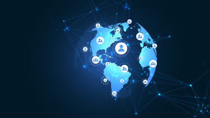business global network connection. world map point and line composition concept of global business.