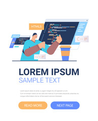 Wall Mural - programmer writing code for computer app engineering software coding programming languages applicati