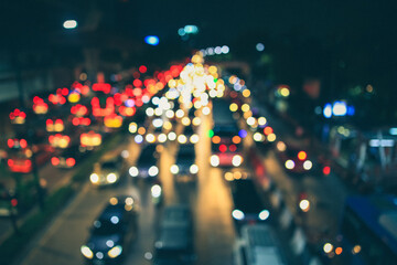 Wall Mural - Bokeh from the lights of cars on the road