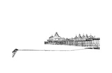 Building View With Landmark Of Eastbourne Is A Resort Town On England. Hand Drawn Sketch Illustration In Vector.