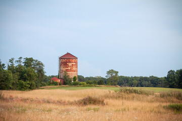 Abandoned silo at dusk