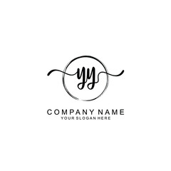 YY Initials handwritten minimalistic logo template vector