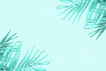 Decorative Leaf Background Teal Space For Text
