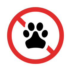 Wall Mural - Forbidden animal footprint sign vector.