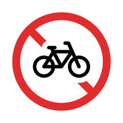 Poster - No biking, no bike allowed sign vector.