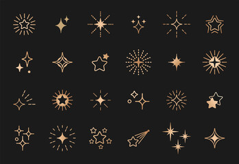 Wall Mural - stars line art icon. gold vector star for logo, social media stories