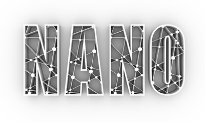 Wall Mural - nanotechnology concept. text textured by lines connected with dots