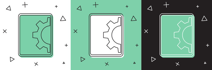 Set Software, web development, programming concept icon isolated on white and green, black background. Programming language and program code on screen tablet. Vector