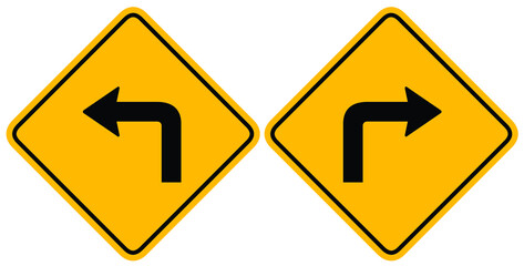 one way left - right side with black arrow on yellow traffic sign. symbol vector illustration