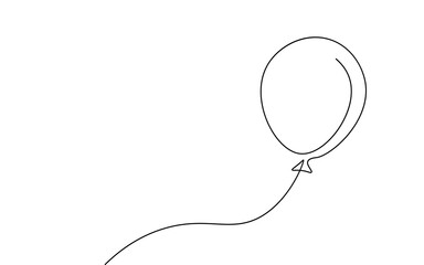 single continuous line art balloon. holiday festive present gift concept. birthday party decoration 