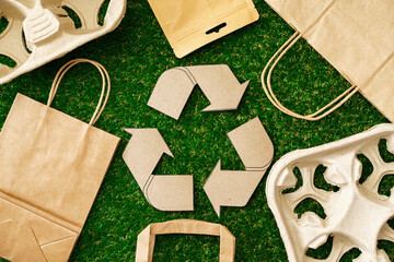 Craft paper eco bag, eco-friendly concept of consumption