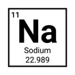 Sodium chemical element atom icon. Periodic sodium element symbol. Vector chemistry sign