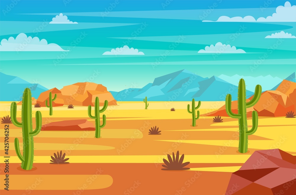 desert landscape illustration - obrazy, fototapety, plakaty 