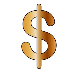 Pictogram with gold dollar symbol.