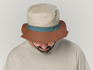 Canvas Print - Man wearing bucket hat with minimal design