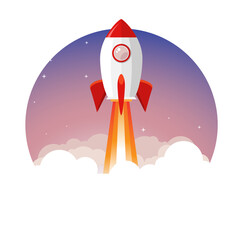 Wall Mural - Rocket launch vector ship begin challenge startup. Start project rocket launch flat concept