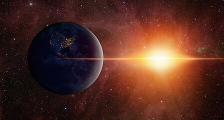 planet earth with a spectacular sunset 