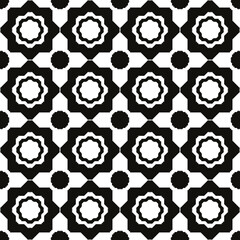Poster - Same eight rays ornament. Vector black and white color.