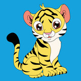Fototapeta  - Słodkie, małe dziecko tygrys rysunkowe